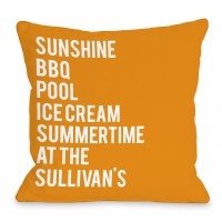 One Bella Casa Personalized Summertime At The Family Throw Pillow HMW9563